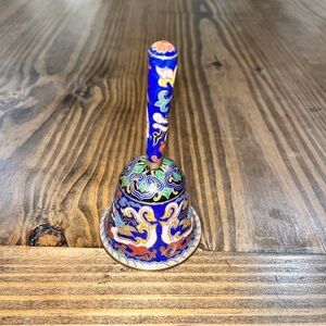 Vintage Cloisonne Enamel Chinese Handbell Bell Brass Dragon Phoenix Design